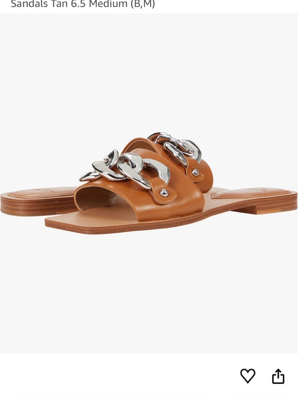 Marc Fisher Tan Leather Chain Slide Sandals